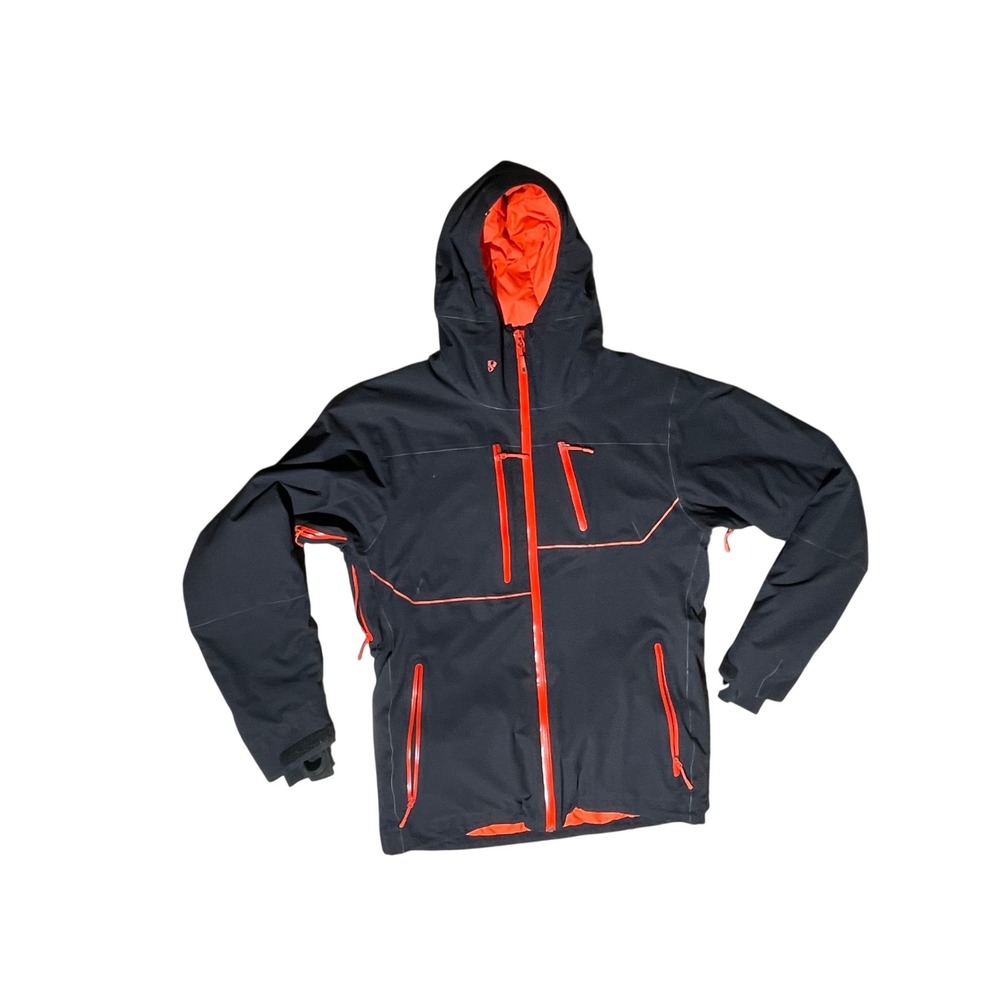 Stoic Men's Insulated Ski Snowboard Jacket Black Orange Hooded Size M